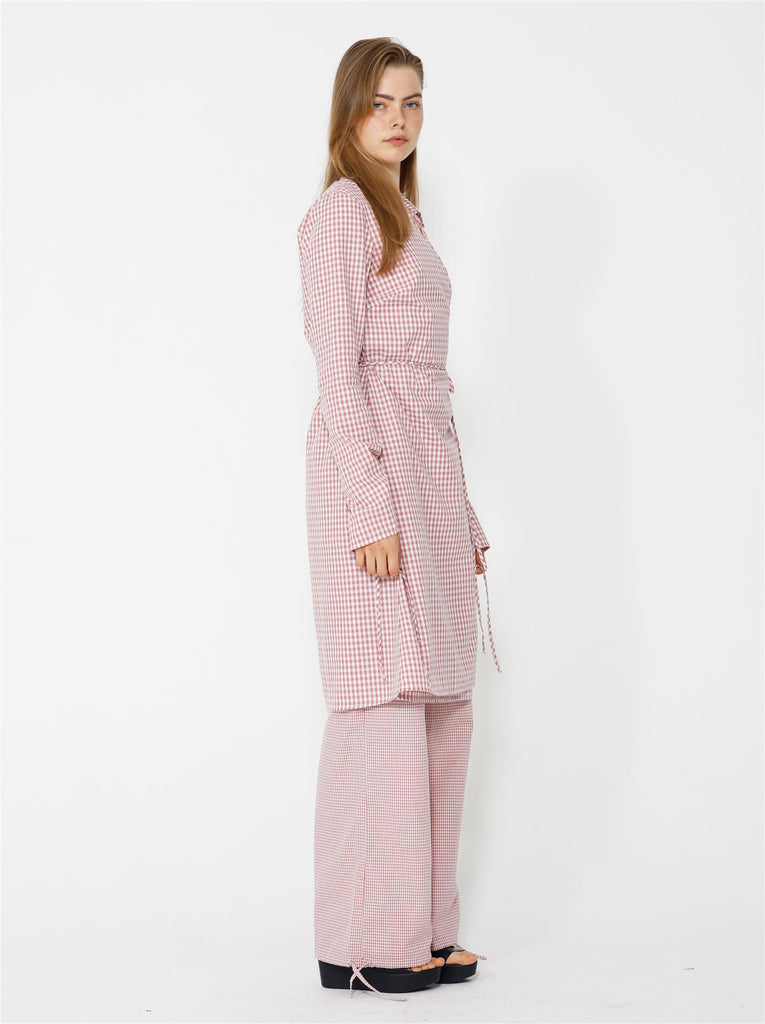 Lucja Wrap Dress - Pink/White Checks