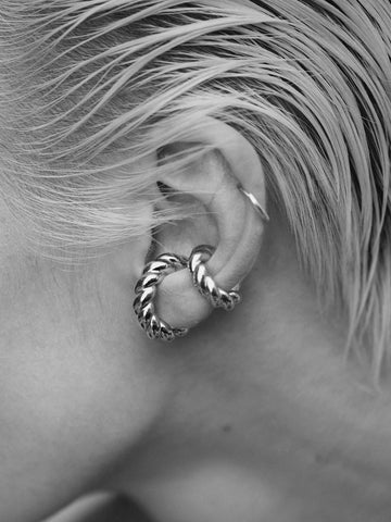 Impasto Single Earcuff Small - Rhodium