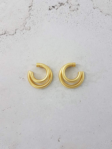 Twin Hoops - Antique Gold