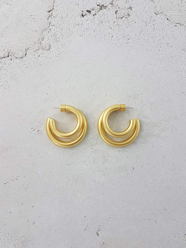 Twin Hoops - Antique Gold